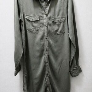 American Eagle Outfitters Olive Button Down Shirt Dress